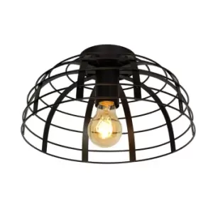 Image of Elodie Modern Flush Ceiling Light - Ø30cm - 1xE27 - Black