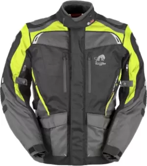 Image of Furygan Apalaches Motorcycle Textile Jacket, black-grey-yellow Size M black-grey-yellow, Size M