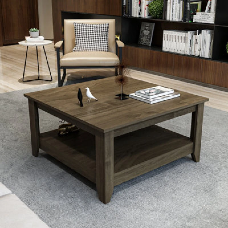 Image of Decorotika Lea 90 Cm Square Coffee Table Walnut
