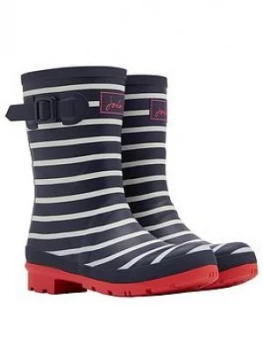 Image of Joules Mid Height Welly Boots - French Navy Stripe, Navy, Size 8, Women