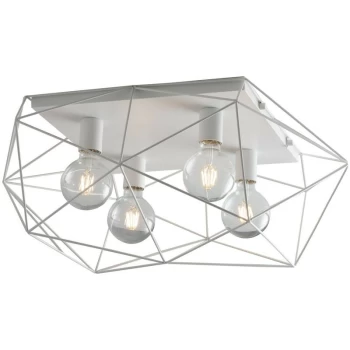 Image of Fan Europe Abraxas - Globe Cage Semi Flush Ceiling Light, White, E27
