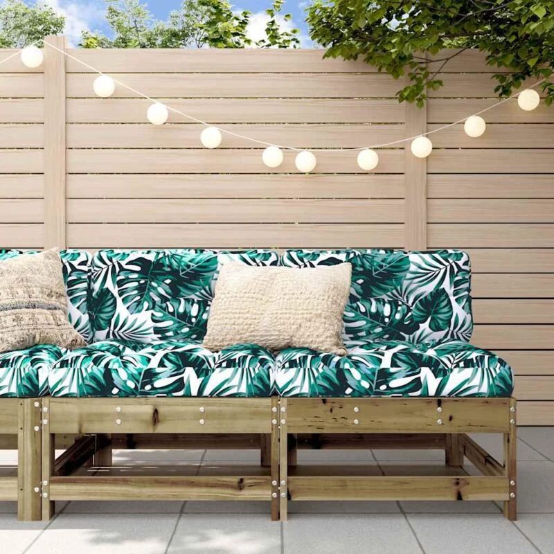 Image of VIDAXL Middle Sofas with Cushions 2 pcs Impregnated Wood Pine Vidaxl 8720845802349