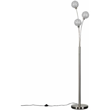 Image of Floor Lamp Light 3 Way Chrome Lighting Metal Wire Globe Shades - No Bulb