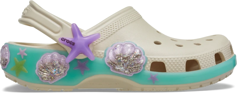 Image of Crocs Kids Toddler Classic Sea Sparkle Shaker Clogs Frappe C9
