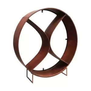 image of Ivyline Circle Sculptural Log Storage Natural Rust