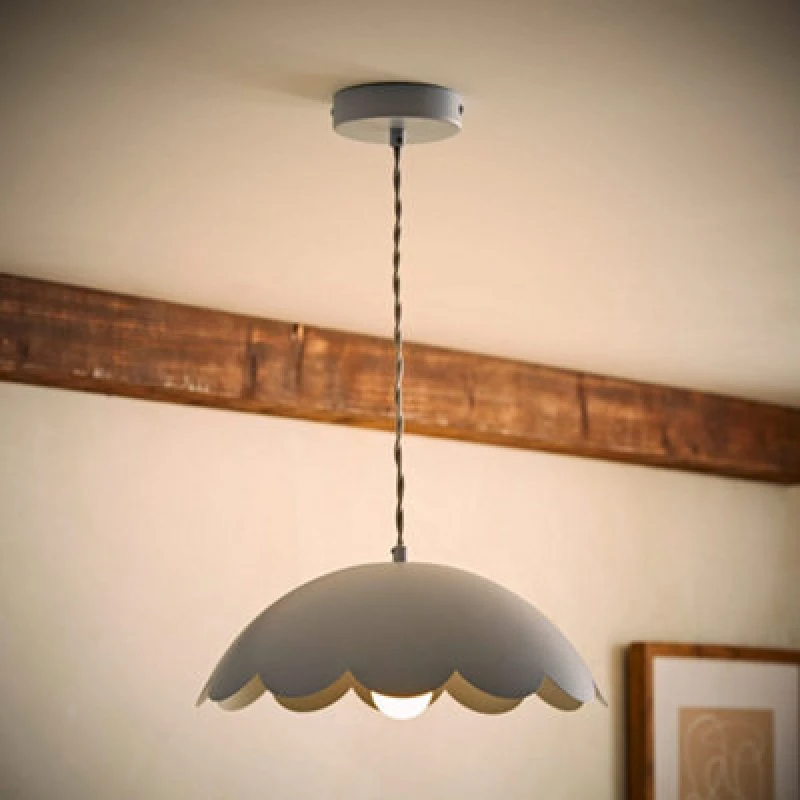 Image of Valuelights Millie Powder Blue Scallop Pendant Ceiling Light And Bulb