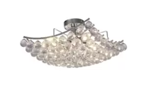 Image of Rayne Flush Ceiling Lamp with Acrylic Spheres, 4 Light E14 Polished Chrome