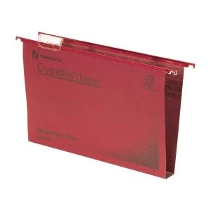 Image of Rexel Crystalfile Classic Foolscap Manilla Suspension File 50mm Red 1 x Pack of 50 Suspension Files