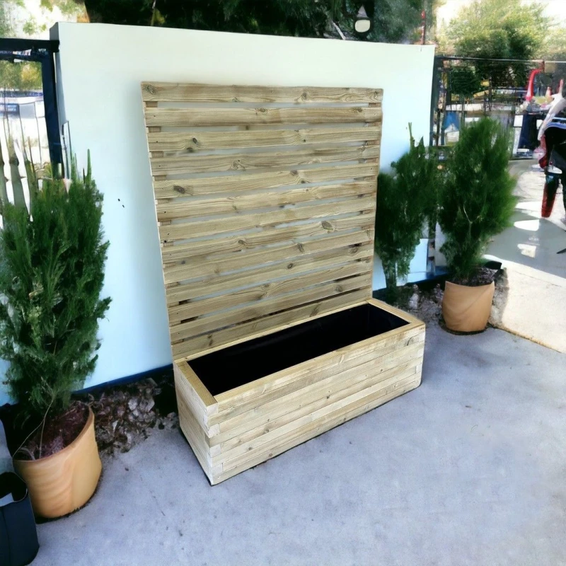 Image of Buttercup Farm Norfolk Planter & Trellis (Pack of 2) - Wood - L90 x W40 x H120cm in Brown Brown Unisex