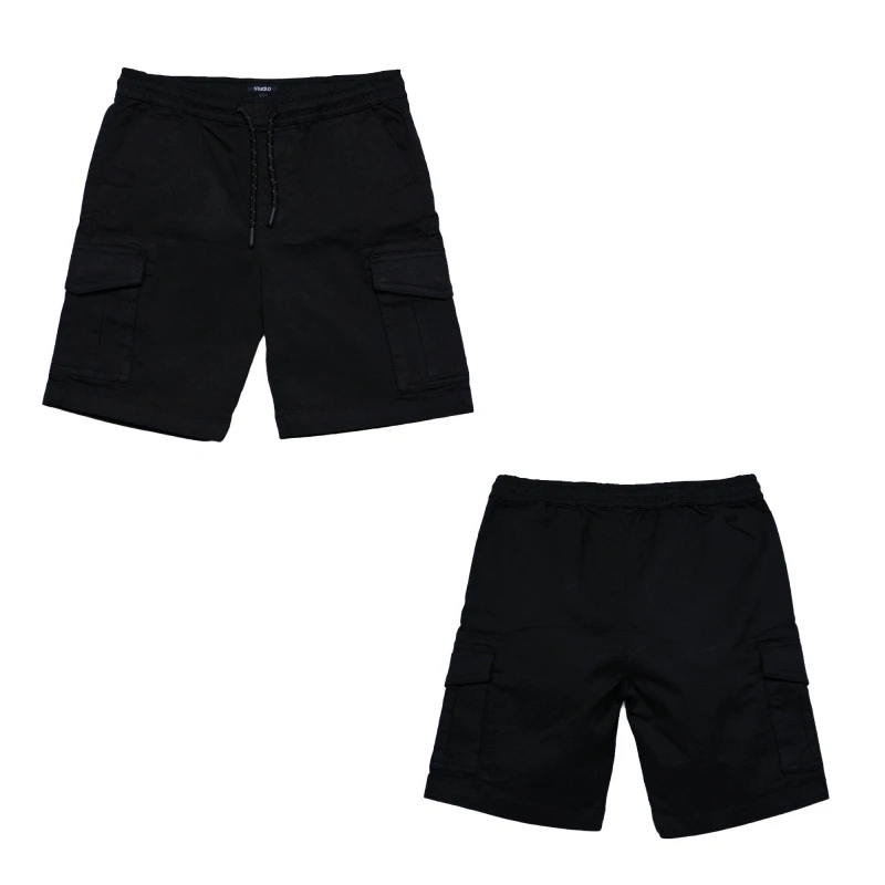 Image of Studio Older Boys Utility Woven Short Black 6 - 7 Years