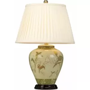 image of Loops - Table Lamp Chinese Porcelain Cream Shade Aged Brass LED E27 60W