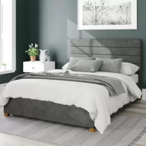 Image of Aspire Kelly Linen Kingsize Ottoman Bedframe - Granite