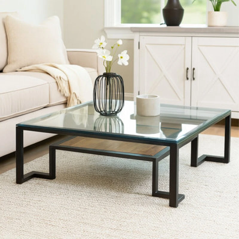 Image of Orsina Roman Coffee Table, Round Tempered Glass Top With Decorative Embossed Bronze Frame, Centrepiece