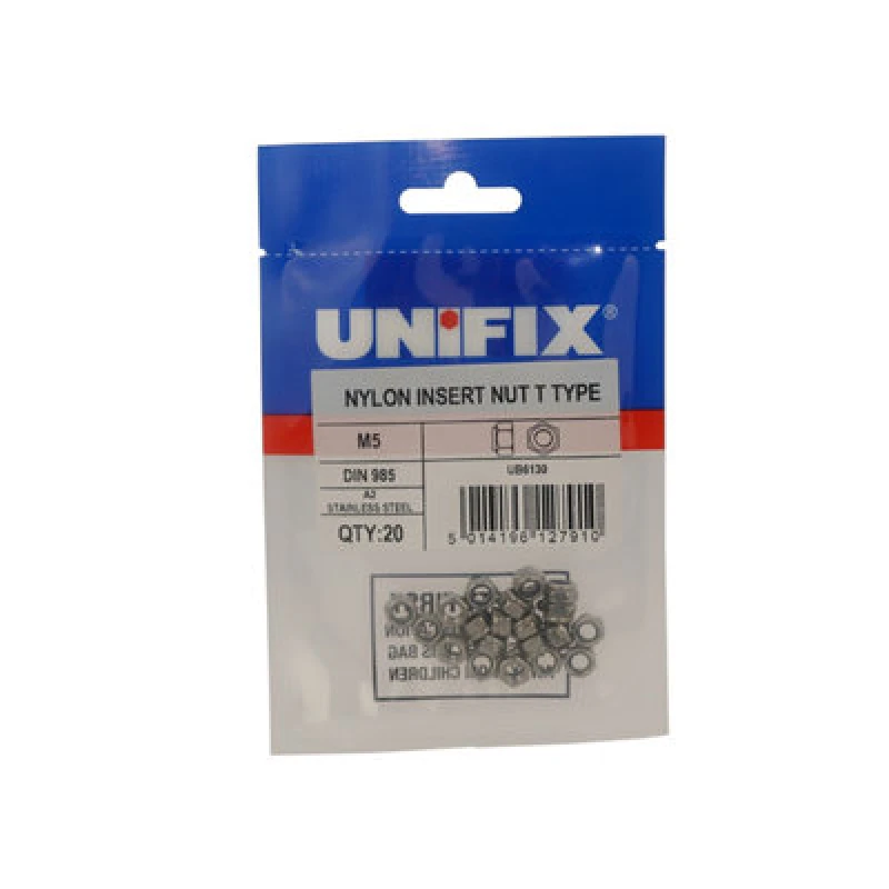 Image of Unifix A2-304 St/st Nylon Insert Nuts T Type Din 985 - M6 X 1.00 - Ubssnitms06
