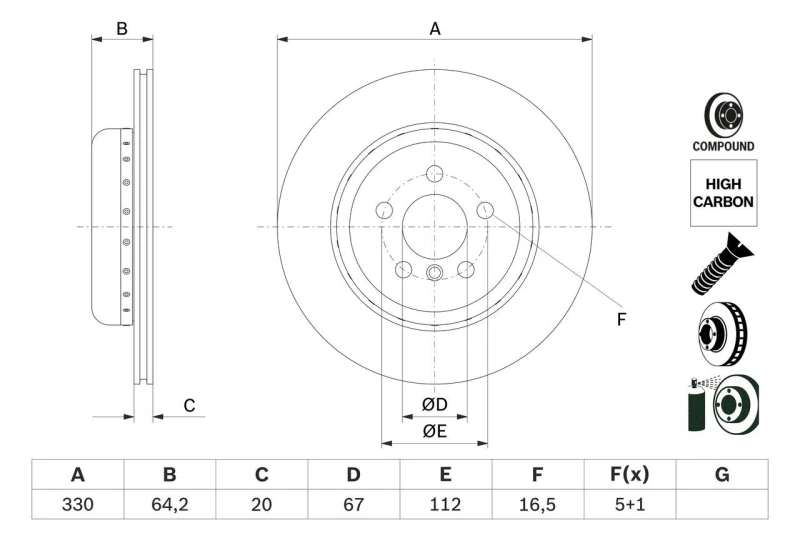 Image of Brake disc Bosch 0 986 479 G14