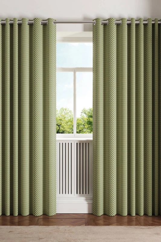 Image of Ted Baker 'Palm Geo' Cotton Lined Curtains in Green Size: 228cm width x 228cm drop Green 228cm width x 228cm drop Unisex 5016709730341