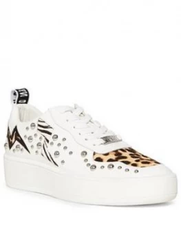 Steve Madden Brycin Trainer - White, Leopard, Size 3, Women