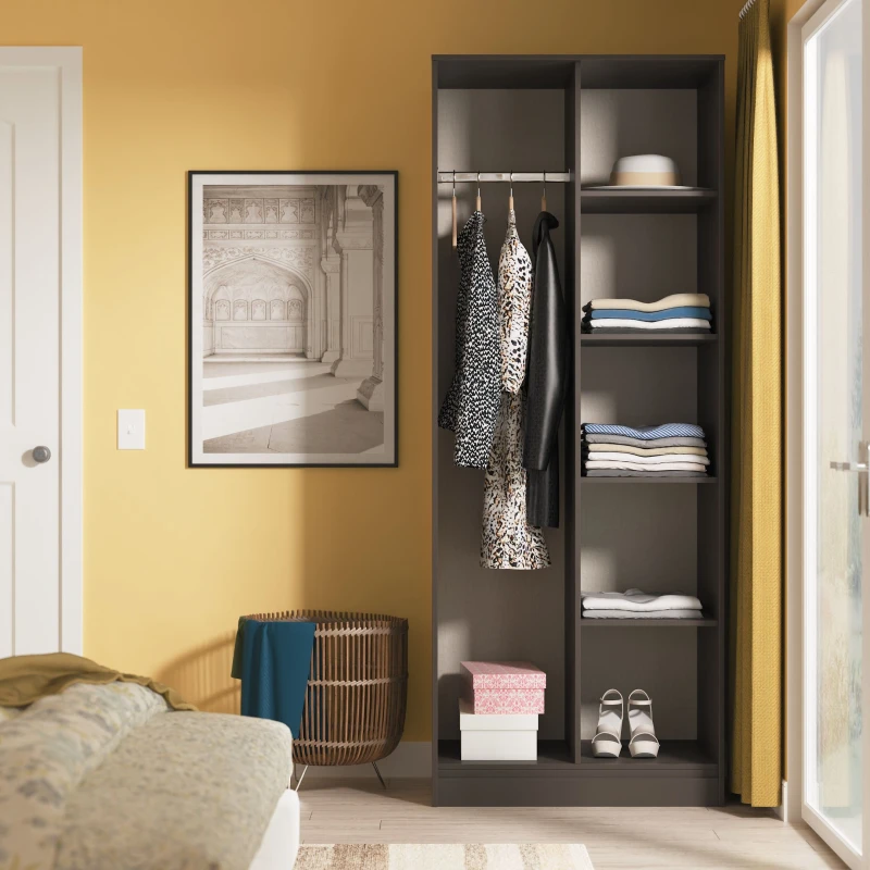 Image of Ready Assembled 2 U Fuji Open Wardrobe (Ready Assembled) in Grey Grey Unisex