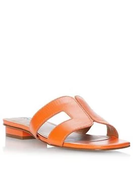 image of Dune London Loupe Leather Sandal - Orange, Size 40, Women