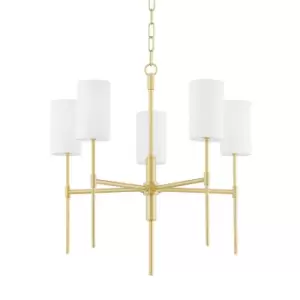 image of Olivia 5 Light Chandelier Brass, Belgium Linen, 2700K