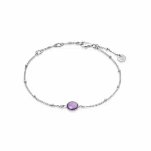 Image of Daisy London Jewellery 925 Sterling Silver Amethyst Healing Stone Bobble Bracelet Sterling Silver