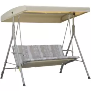 Image of Outsunny 3 Person Porch Swing Chair Outdoor Lounge Bench Canopy Light Brown - Brown