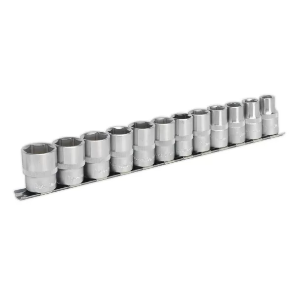 Image of Genuine SEALEY AK2791 Socket Set 12pc 1/2Sq Drive 6pt WallDrive® Metric
