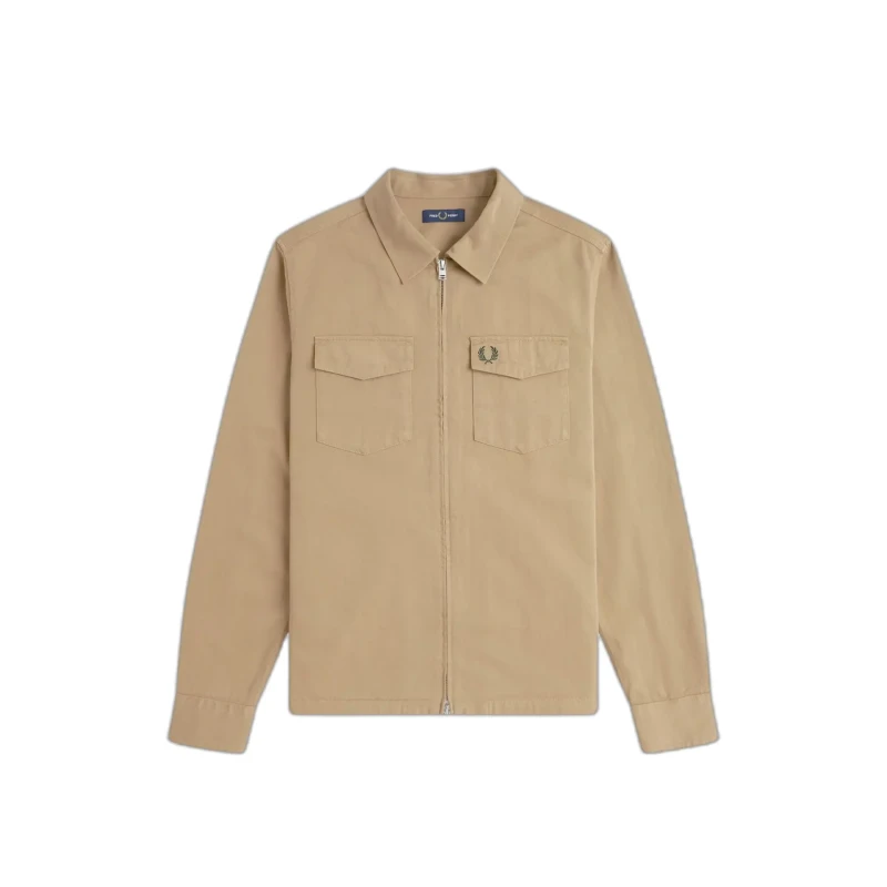 Image of Fred Perry Zip-up twill overshirt Fred Perry Vert Male S