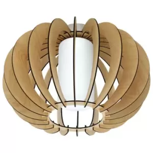 image of Netlighting Stellato 1 Light Semi Flush Ceiling Light Satin Nickel, Maple Wood,