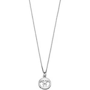 image of Childrens D For Diamond Sterling Silver Footprint Necklace