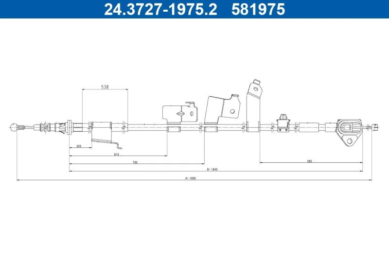Image of ATE 24.3727-1975.2 Brake Cable 1995mm Cable,parking brake (124)