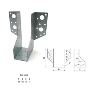 Image of Moderix - Jiffy Timber Joist Hangers Decking Lofts Roofing Zinc Packs - Size 38x125x75x2mm - Pack of 20