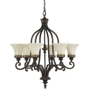 Image of 6 Light Multi Arm Chandelier Walnut Finish, E27