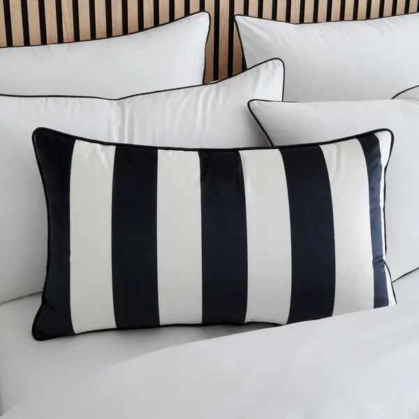 Image of Style Sisters Rectangle Velvet Stripe Cushion White