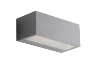 Image of Twin Outdoor Integrated LED Up Down Wall Light, Nickel, Transparent, IP54, 4000K