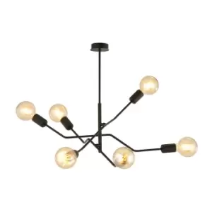 Image of Frix Black Multi Arm Semi Flush Ceiling light 6x E27