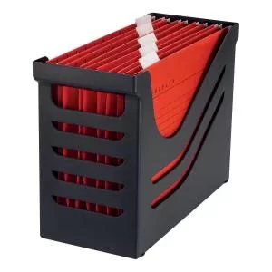 image of Jalema Resolution File Box with 5 Suspension Files A4 BlackRed Ref