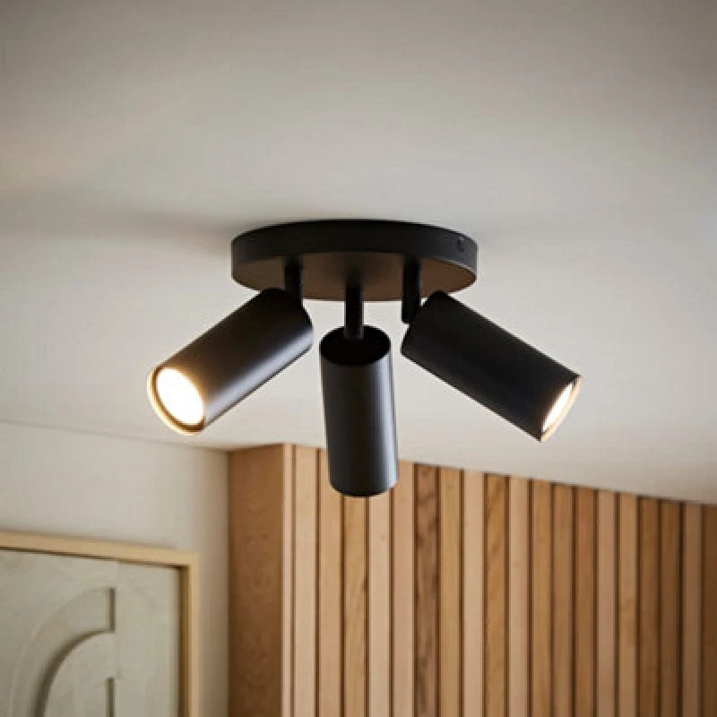 Image of Valuelights Taylor Matte Black Tube 3 Way Adjustable Ceiling Spotlight
