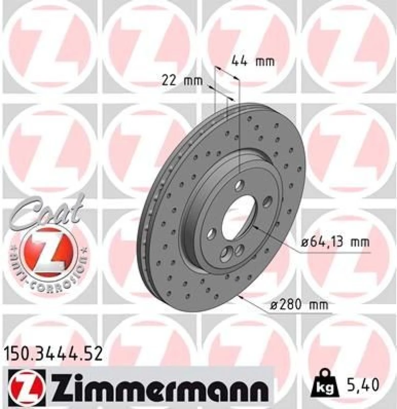 Image of ZIMMERMANN Brake disc ZIMMERMANN 150.3444.52