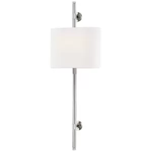 image of Bowery 2 Light Wall Sconce Polished Nickel, Linen