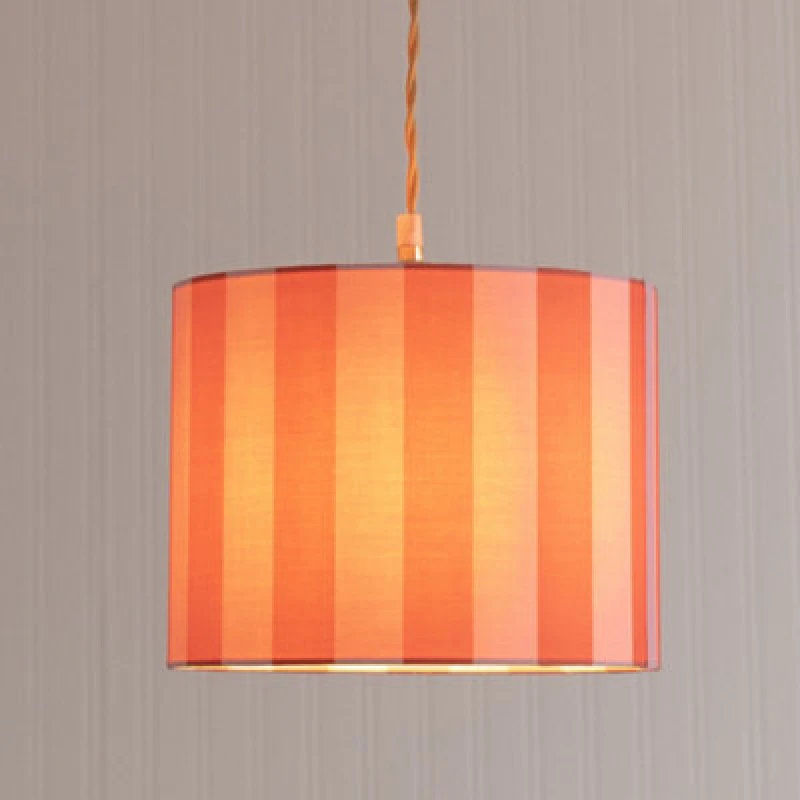 Image of ValueLights ValueLights Callie Colour Clash Orange and Pink Stripe Drum Lamp Shade with Bulb Size: Small Multi Small Unisex 5059406065545