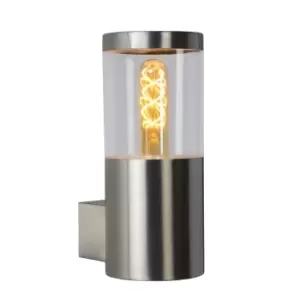 Image of Lucide Fedor Modern Wall Light Outdoor 1xE27 IP44 Satin Chrome