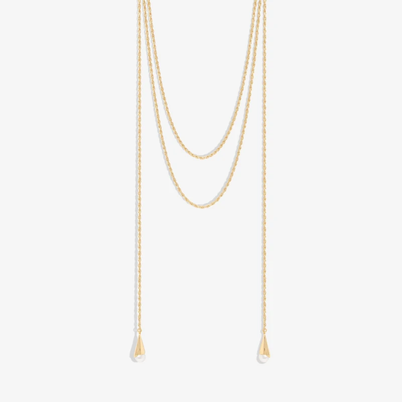 Image of Mood Gold Pearl multirow Rope Necklace Gold