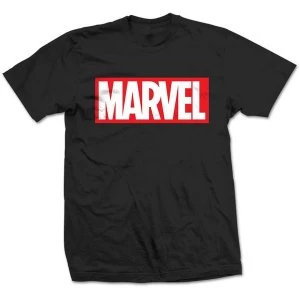 Image of Marvel Comics - Box Logo Unisex Small T-Shirt - Black