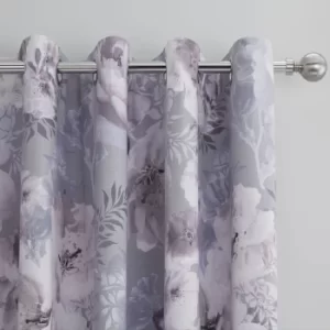 Image of Catherine Lansfield Dramatic Floral Grey Eyelet Curtains Grey