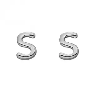 image of Initial S Sterling Silver Stud Earrings E6036