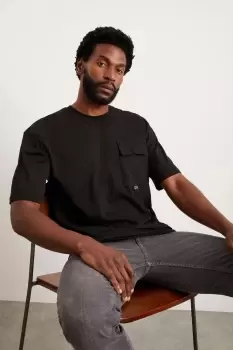 Image of Mens Slim Fit Black Short Sleeve Oversize Pocket Tee