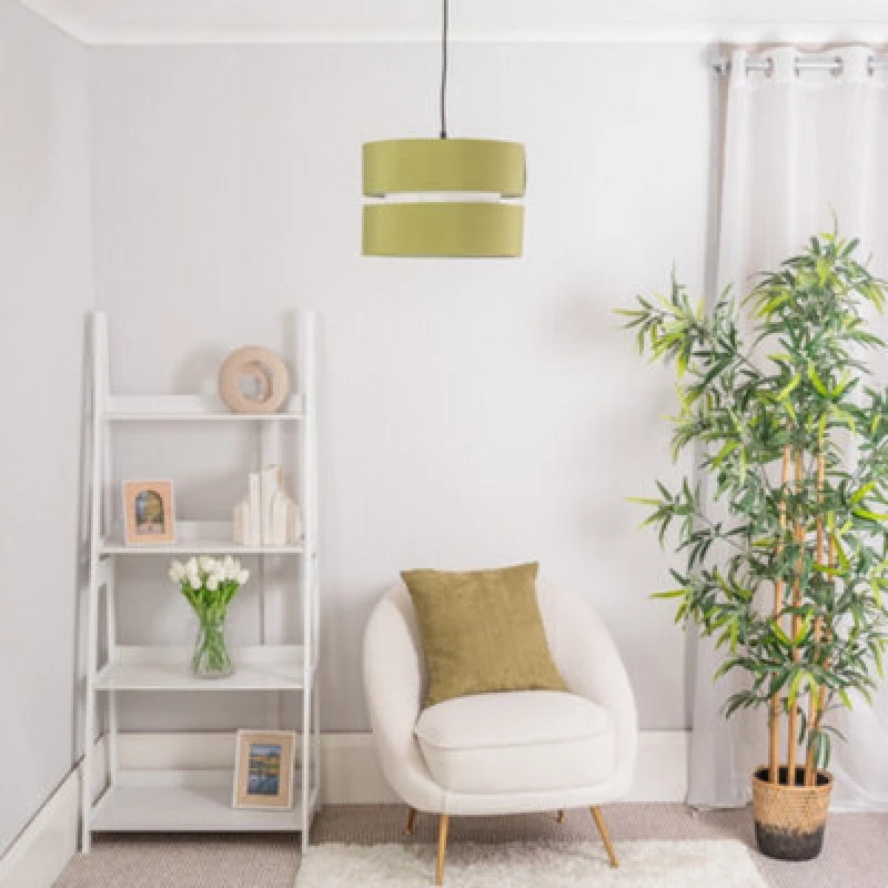 Image of ValueLights Sophia Easy Fit Large Light Lamp Shade with 10W LED Warm White Bulb Olive