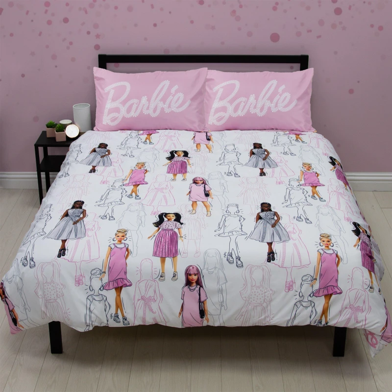 Image of Barbie Figures Duvet Cover & Pillowcase Set, Single