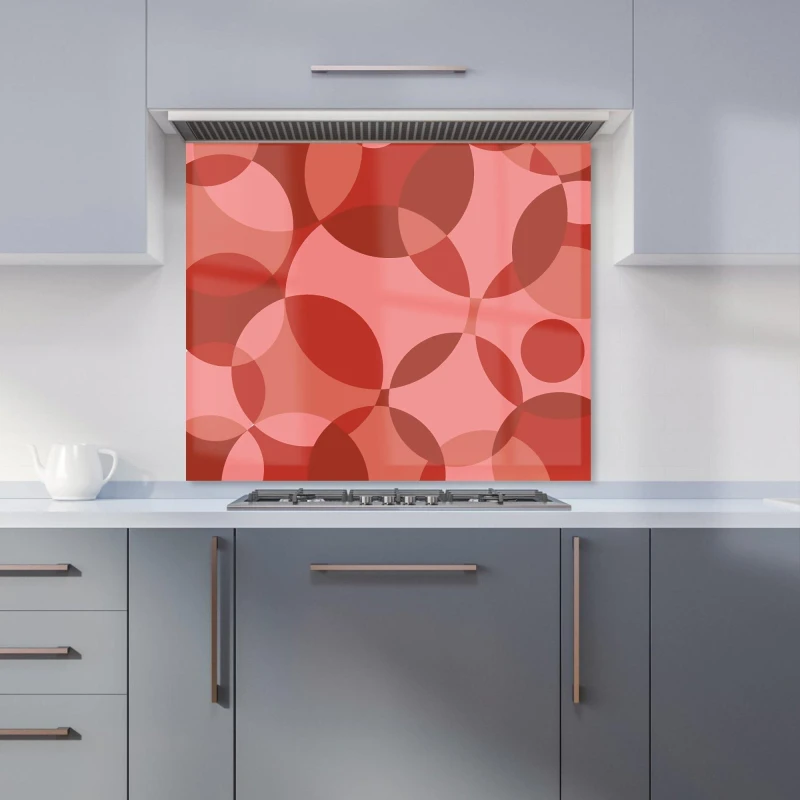 Image of Warren Reed - Designer Red Circle Pattern Kitchen Splashback Size: 700mm x 650mm Red Unisex 700mm x 650mm